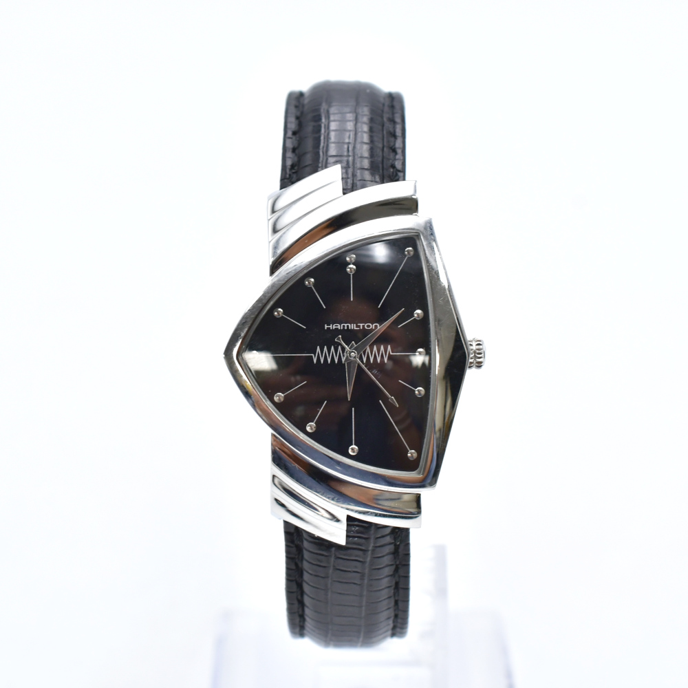 ハミルトン ベンチュラ 黒文字盤 SS/QZ H24411732 Bランク