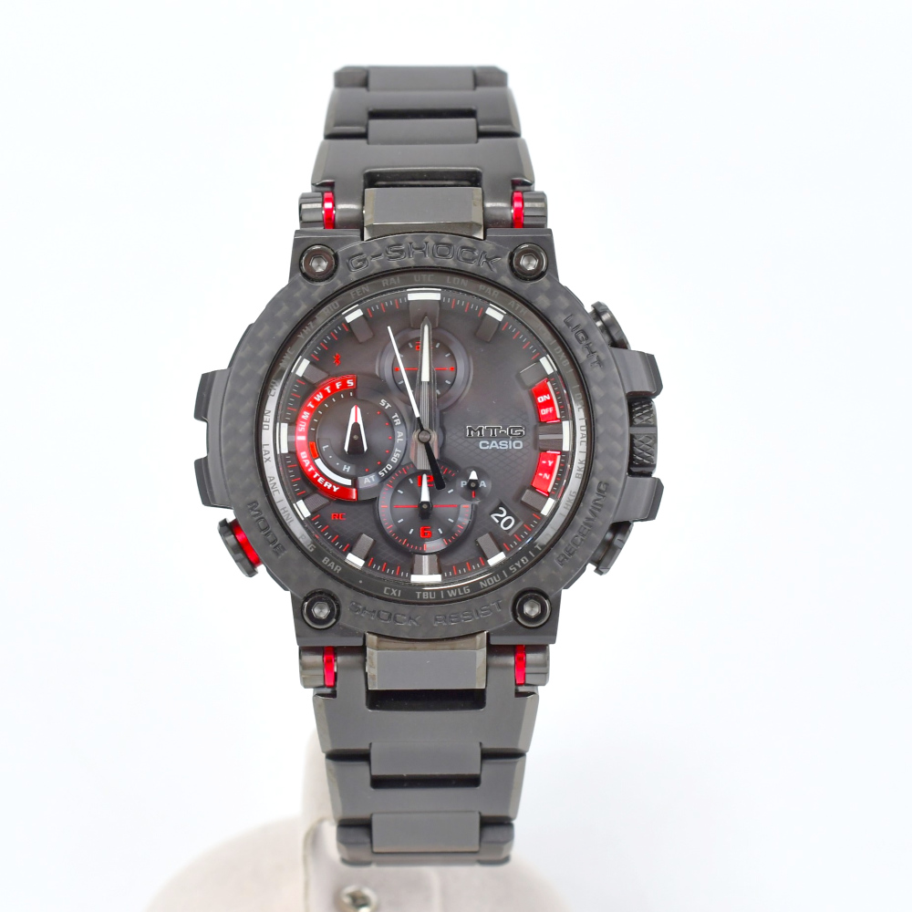 カシオ MT-G 黒文字盤 SS×樹脂×カーボン/ソーラー電波 MTG-B1000XBD-1AJF SAランク