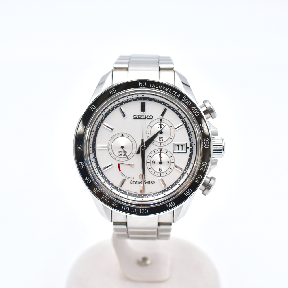 グランドセイコー スプリングドライブ クロノグラフ マスターショップ限定 シルバー文字盤 SS/AT SBGB001 ABランク