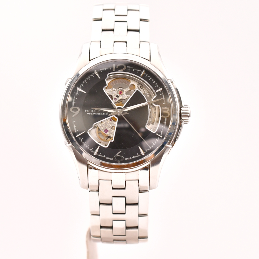 ハミルトン ジャズマスター オープンハート 黒文字盤 SS/AT H325651 ABランク