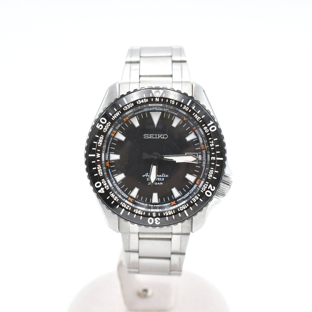 セイコー アルピニスト 黒文字盤 SS/AT 6R15-01K0 ABランク