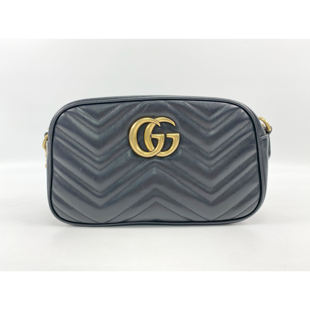 グッチ GGマーモント キルティング チェーンショルダーバッグ 黒  
