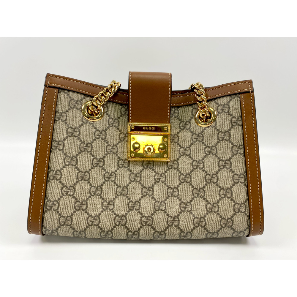 グッチ GGスプリーム パドロック チェーンショルダーバッグ ベージュ  
