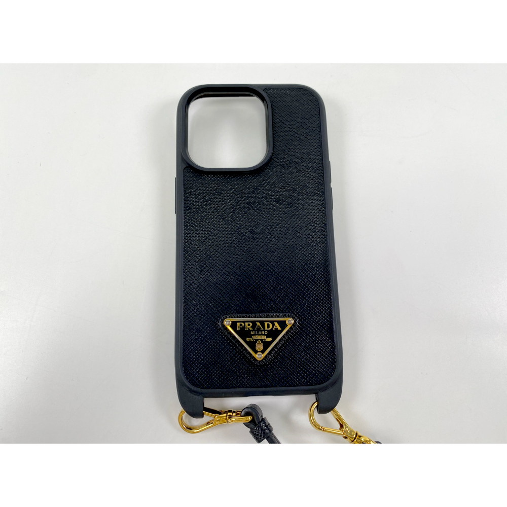 PRADA ブラックレザー iPhone14pro Max PRADA ブラックレザー スマホケース ハイブランドプラダ