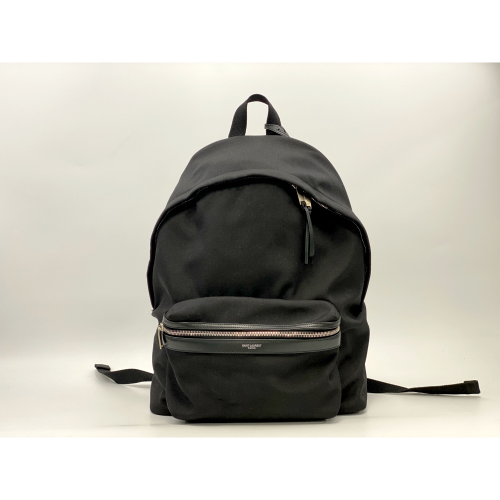 サンローラン ロゴ バックパック 黒 レザー×キャンバス 650617 Bランク