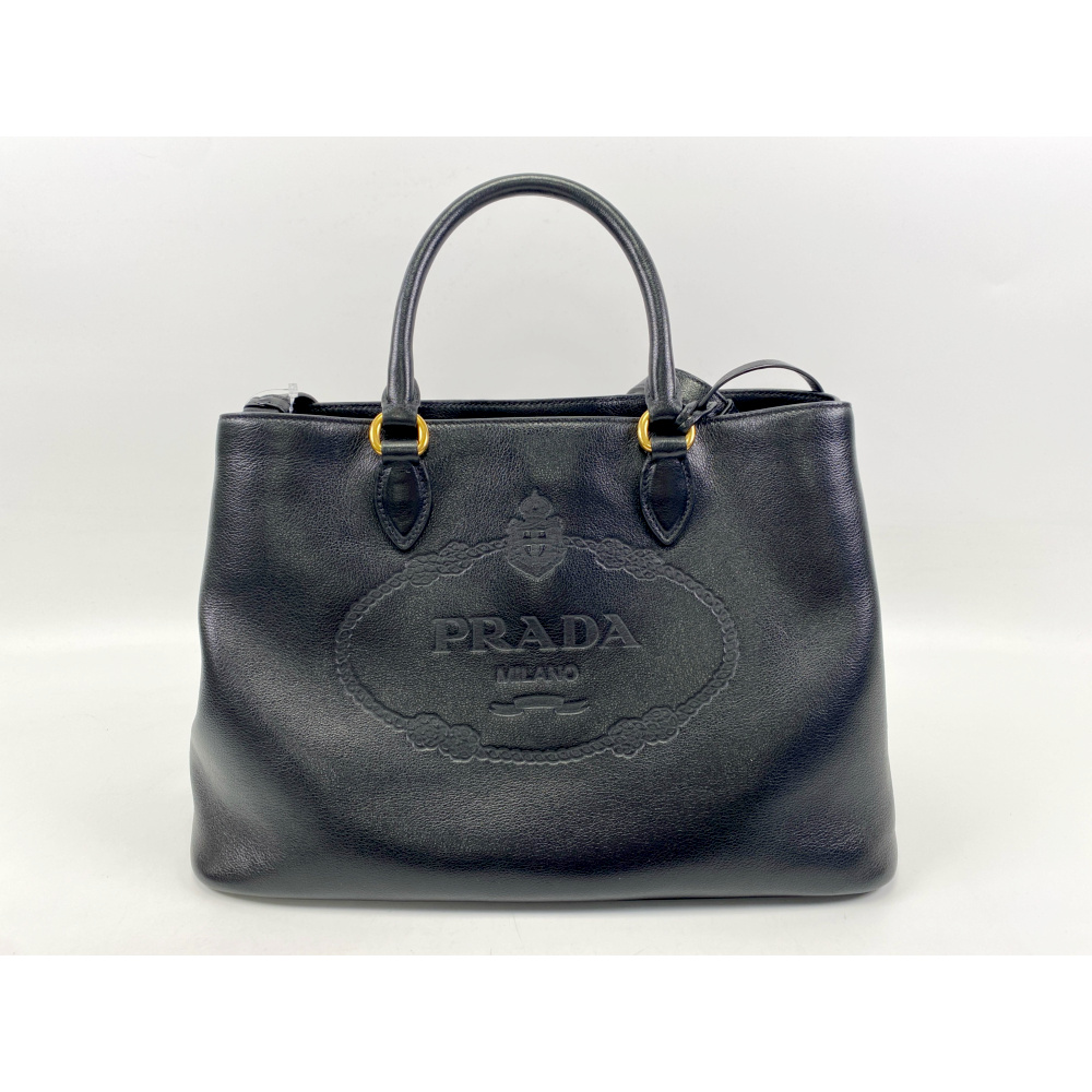 プラダ 2Wayハンドバッグ 黒 レザー 1BA579 Bランク