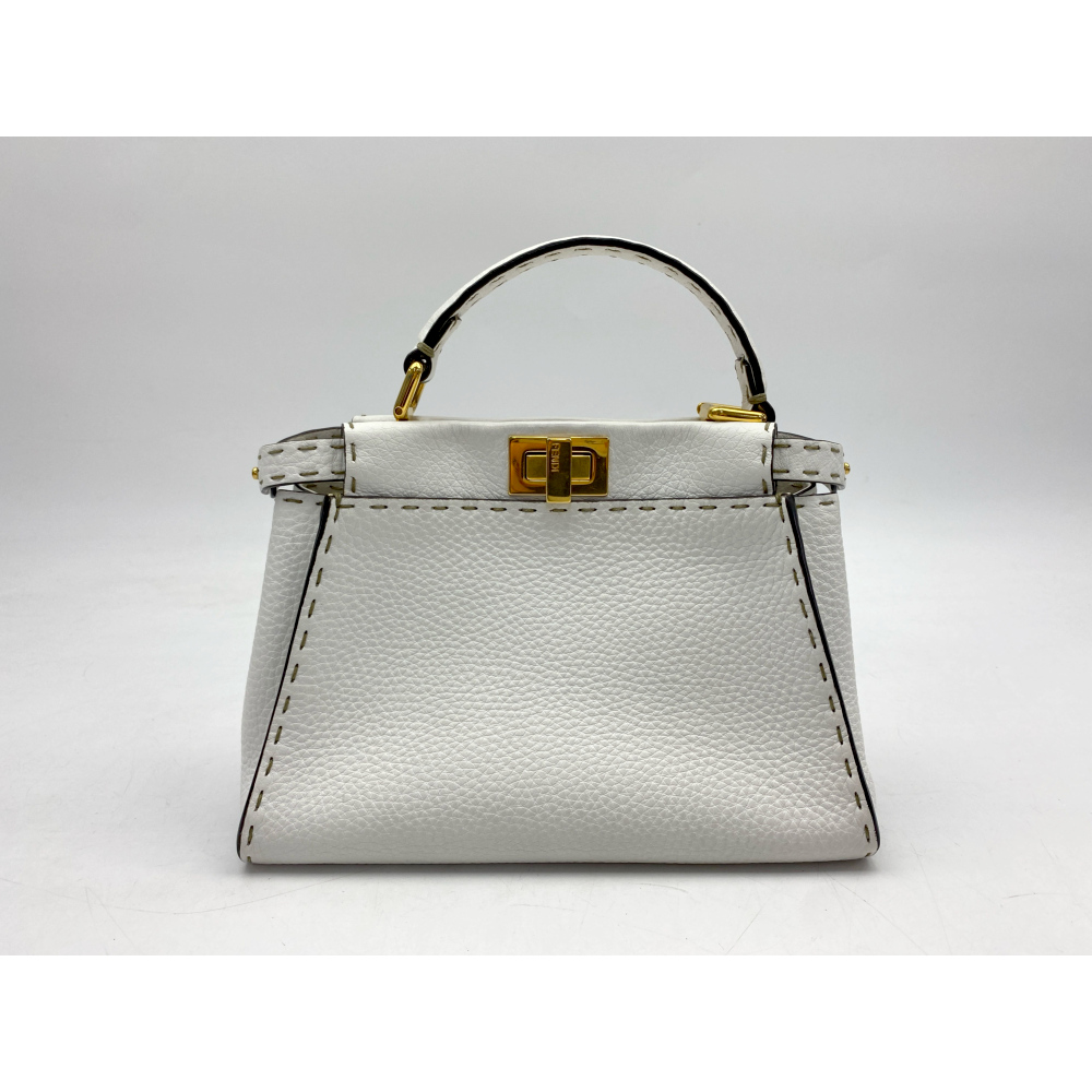 フェンディ ピーカブー セレリア ミニ 2WAYバッグ 白 レザー 8BN244