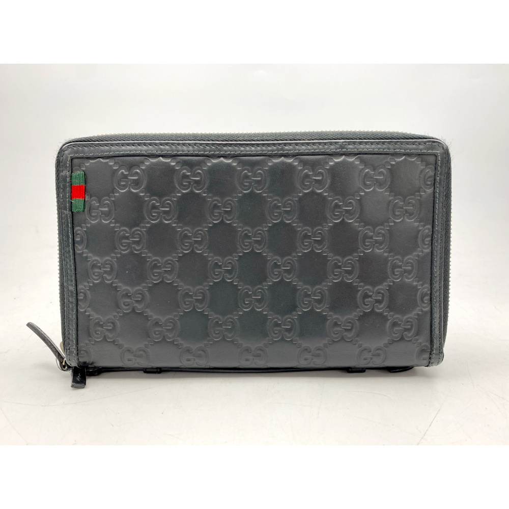 グッチ グッチシマ セカンドバッグ 黒 レザー Bランク