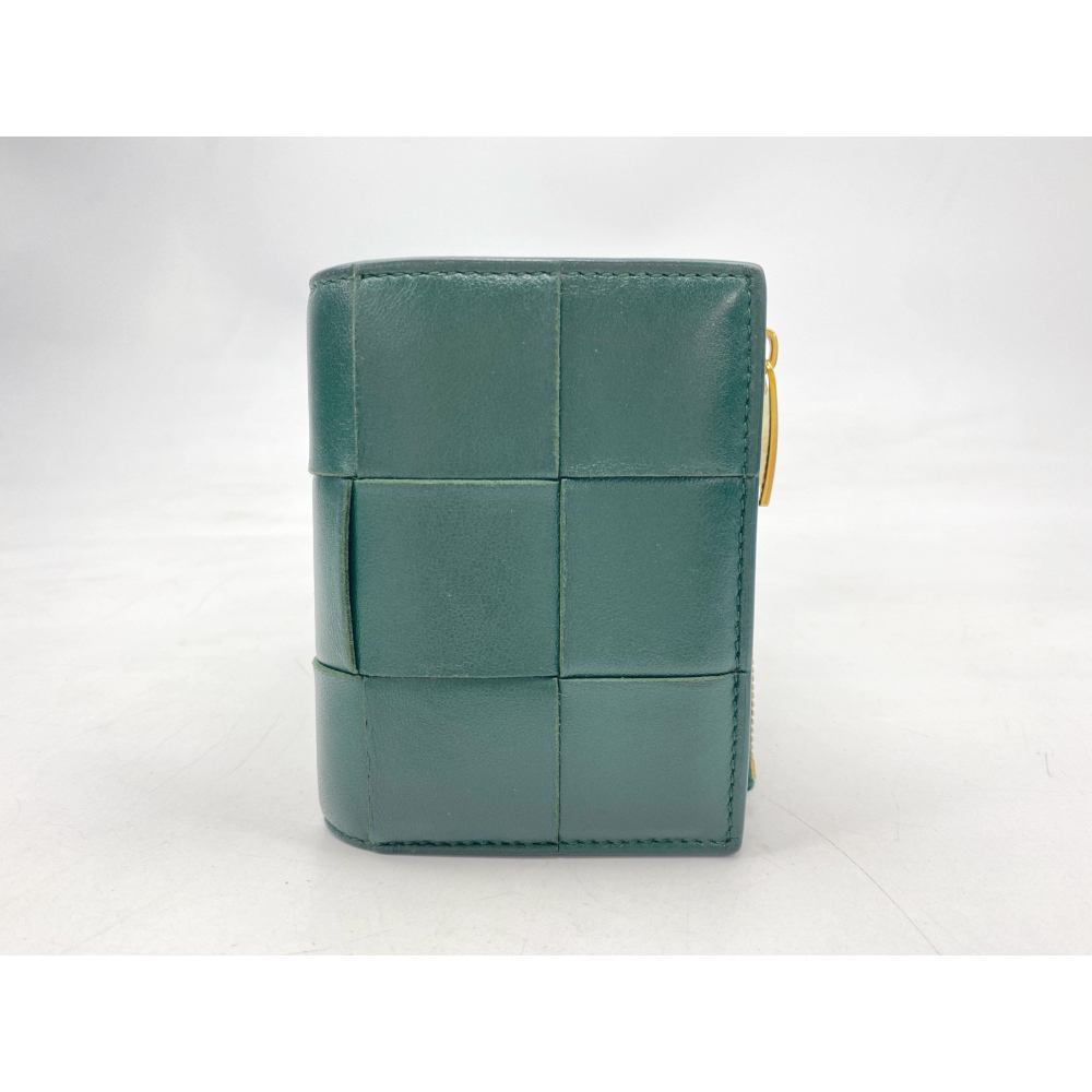 ボッテガヴェネタ スモール カセット 2つ折り財布 レザー グリーン Bランク