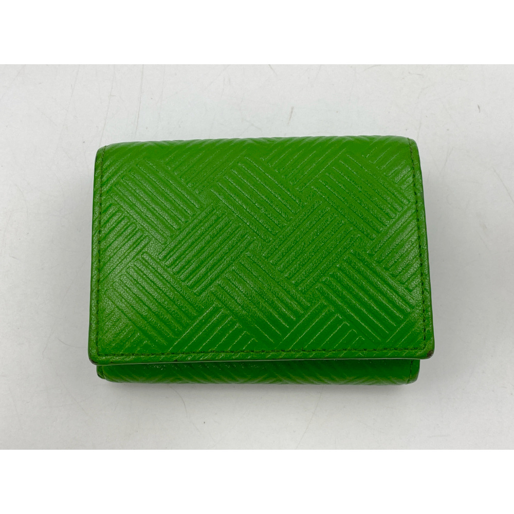 ボッテガヴェネタ デボスイントレチャート 3つ折り財布 緑 レザー Bランク