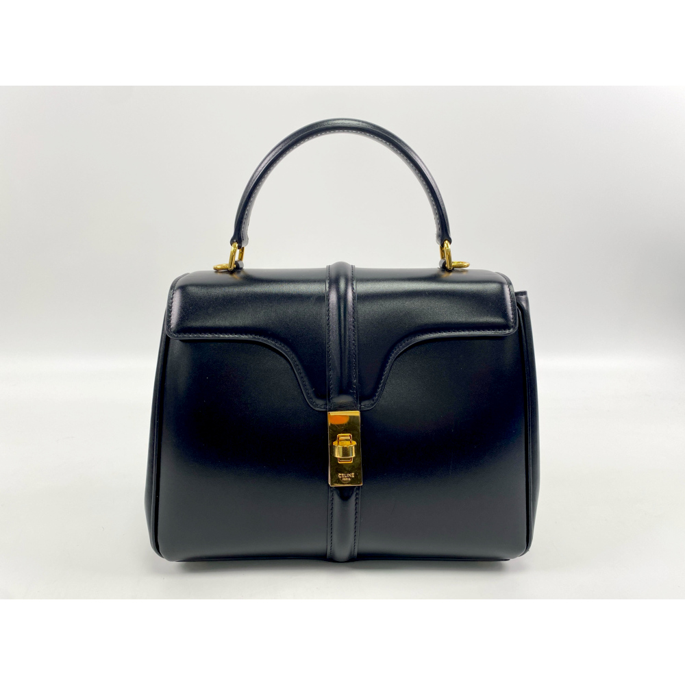 セリーヌ セーズ16 スモール 2WAYハンドバッグ 黒 カーフスキン Bランク