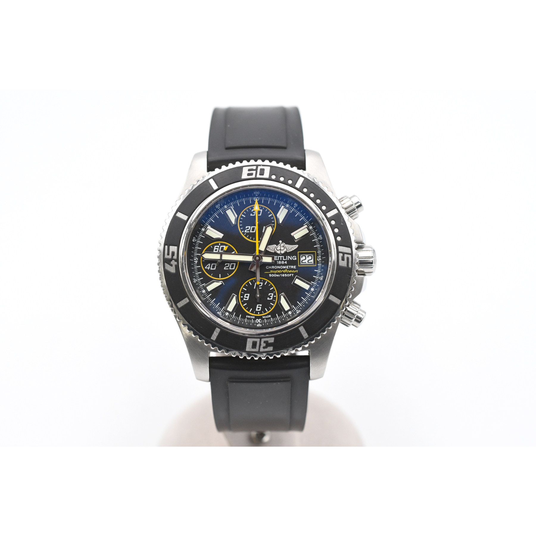 ブライトリング スーパーオーシャン クロノグラフ 黒文字盤 SS×ラバー/AT A13341 Bランク