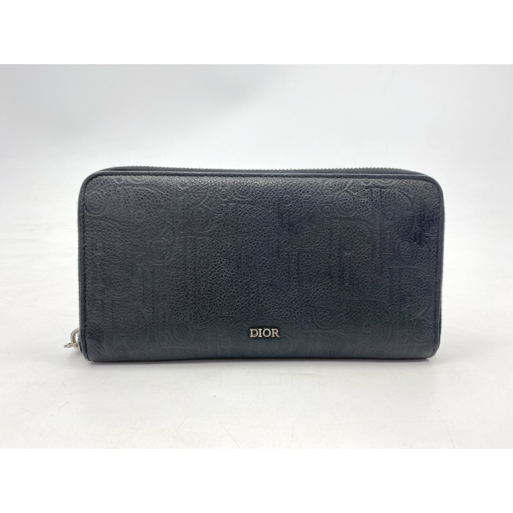 ディオール ロングジップウォレット 黒 カーフレザー 2ESBC252FLG_H00N Bランク