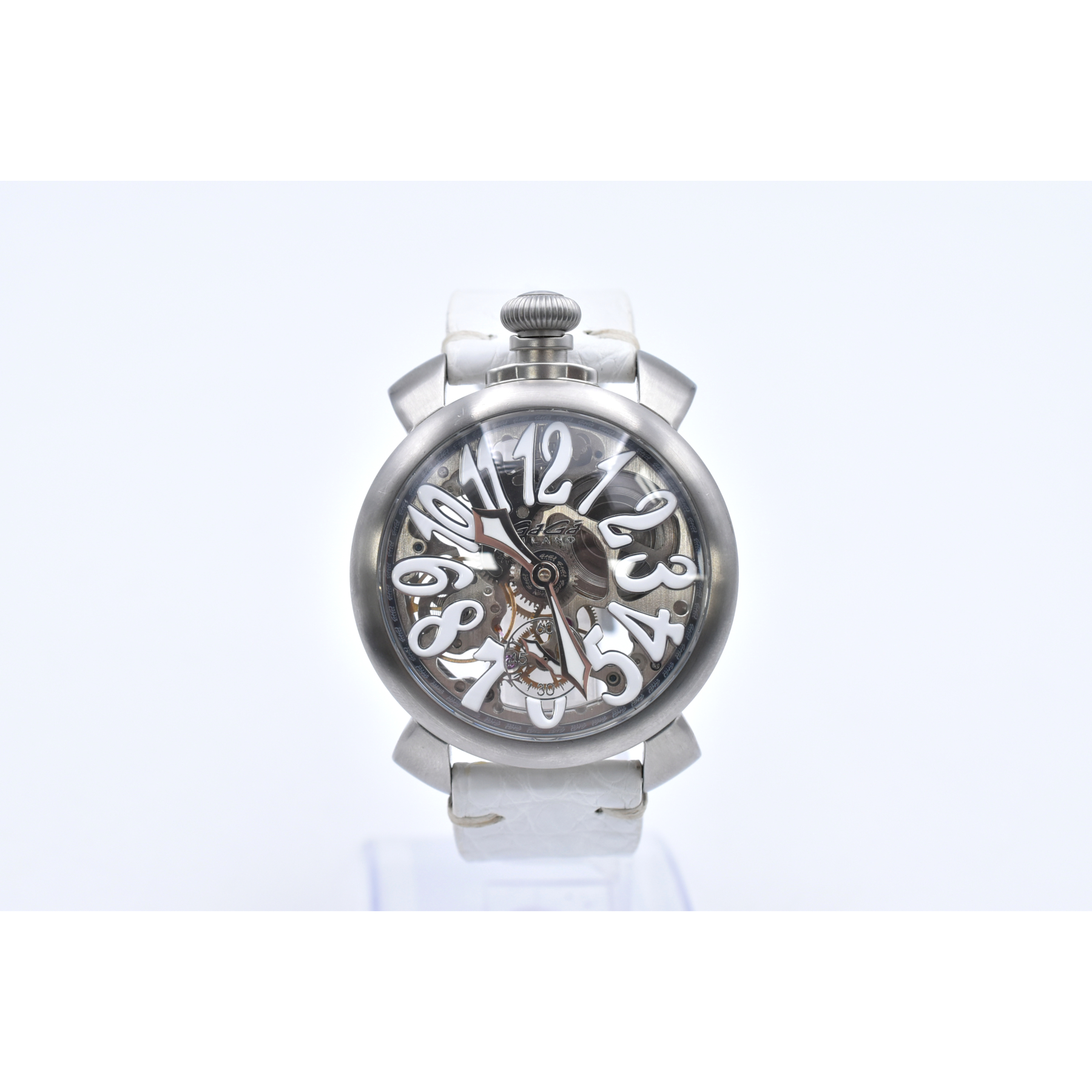 ガガミラノ マヌアーレ スケルトン文字盤 SS×レザー/手巻き ABランク