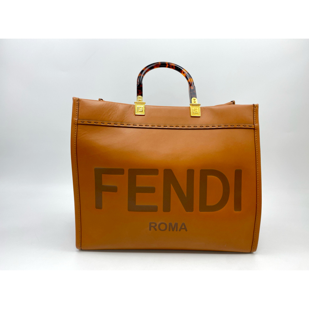 フェンディ フェンディ サンシャインミディアム ブラウン レザー×べっ甲 8BH386 Bランク
