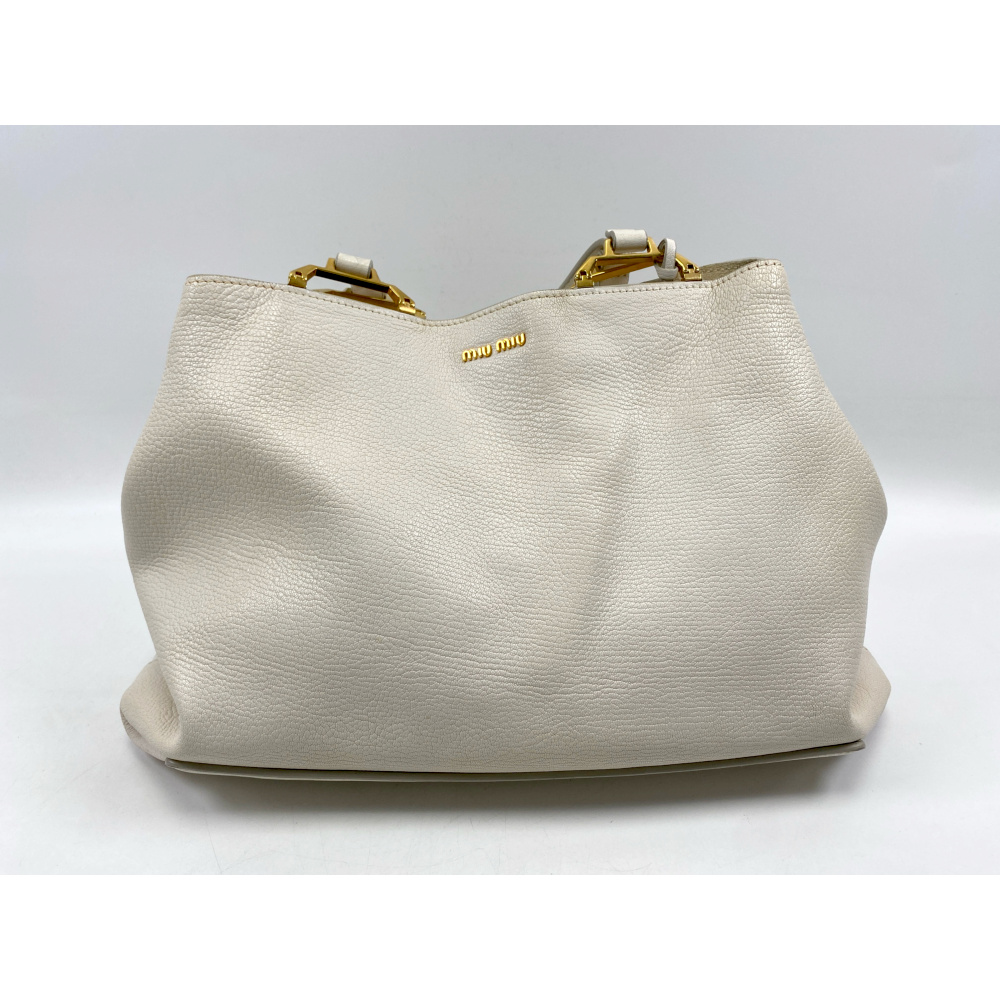 ミュウミュウ マドラストートバッグ  オフホワイト ミュウ ミュウ Miu Miu ハンドバッグ MADRAS マドラス オフ