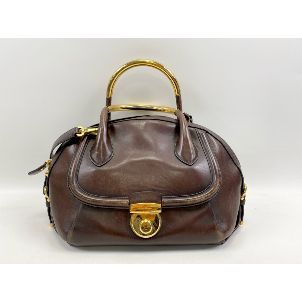 サルヴァトーレ・フェラガモ ブラウンレザー ハンドバッグ FERRAGAMO ☆最終価格☆SALE【5fd5905】サルヴァトーレ