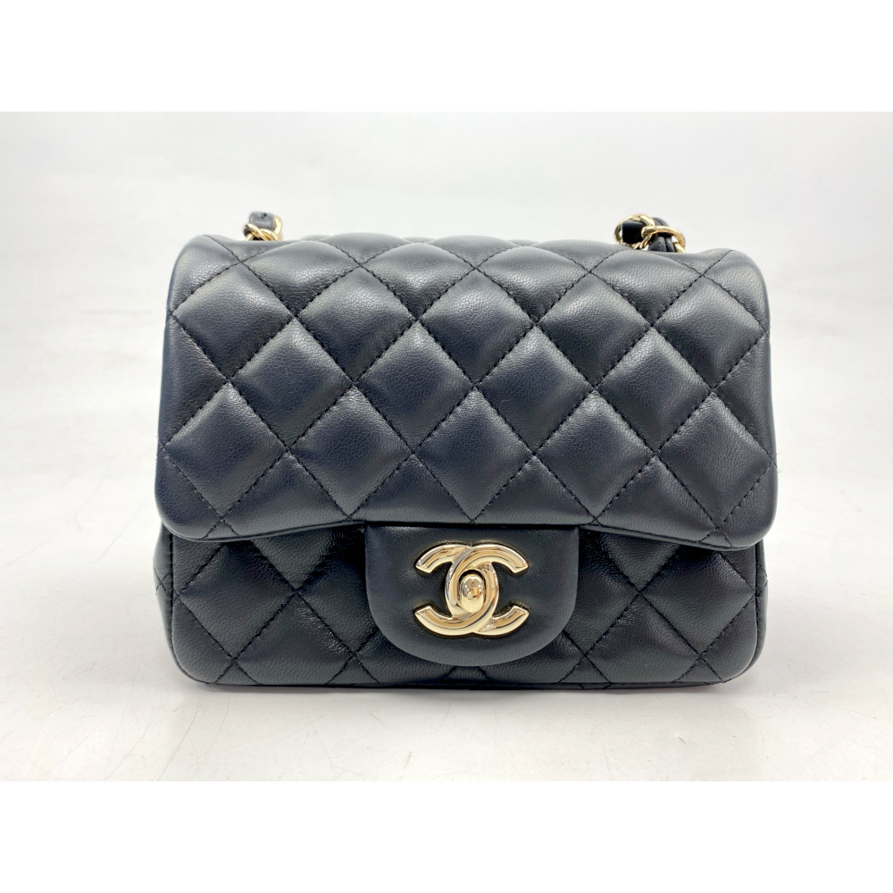 シャネル ミニマトラッセ16 Sフラップ Sチェーンショルダーバッグ 黒 ラムスキン GD金具 Aランク