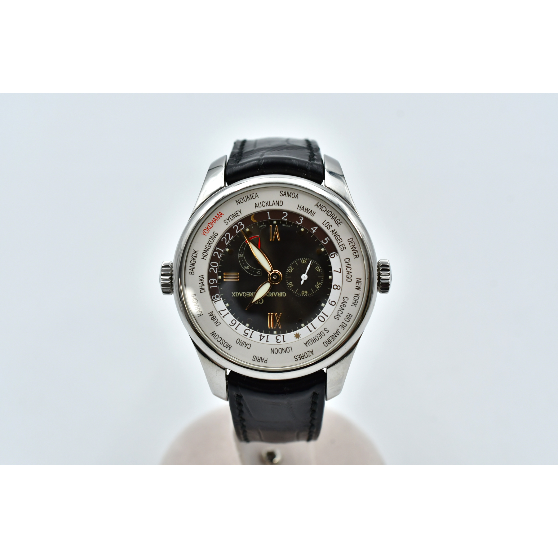 ジラール ペルゴ フランソワ・ペルゴ 黒文字盤 SS×革/AT Bランク