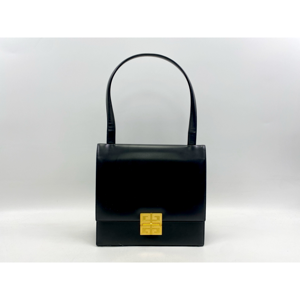 ■高級感■入手困難　GIVENCHY ハンドバッグ　ブラック　ゴールド　レザー GIVENCHY ジバンシー ロゴ金具 2WAY ハンドバッグ レザー