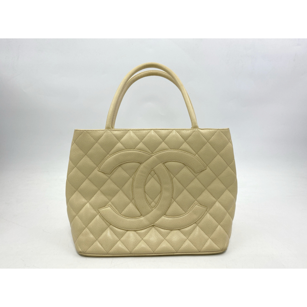 美品／CHANEL／復刻トート／ベージュ CHANEL シャネル 復刻トート トートバッグ キャビアスキン