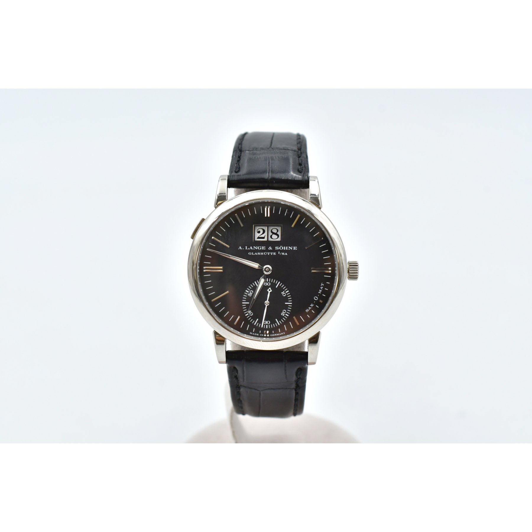 ランゲ＆ゾーネ サクソニア アウトサイズデイト 黒文字盤 WG×革/AT Bランク