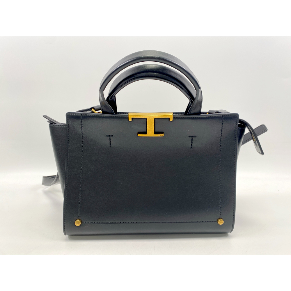 トッズ TIMELESS HAND BAG Tタイムレス バッグ 2WAYバッグ 黒 レザー GD金具 ゴールド金具 Aランク