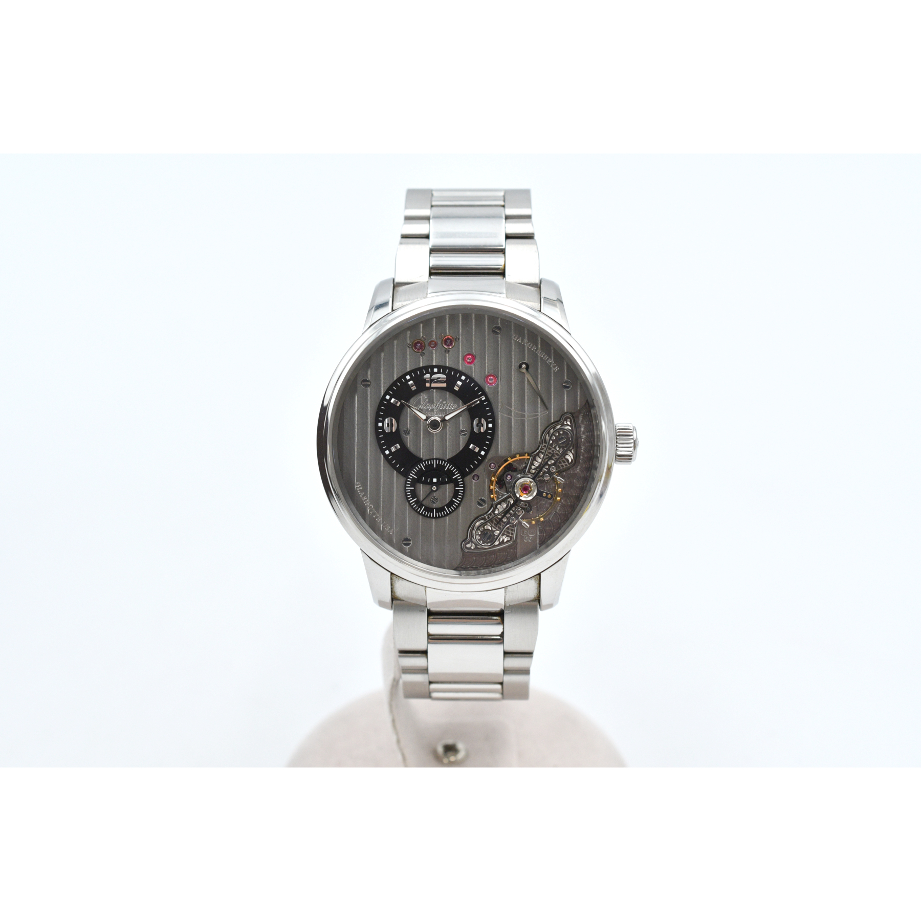 グラスヒュッテ オリジナル パノインバース シルバー文字盤 SS/手巻き Aランク