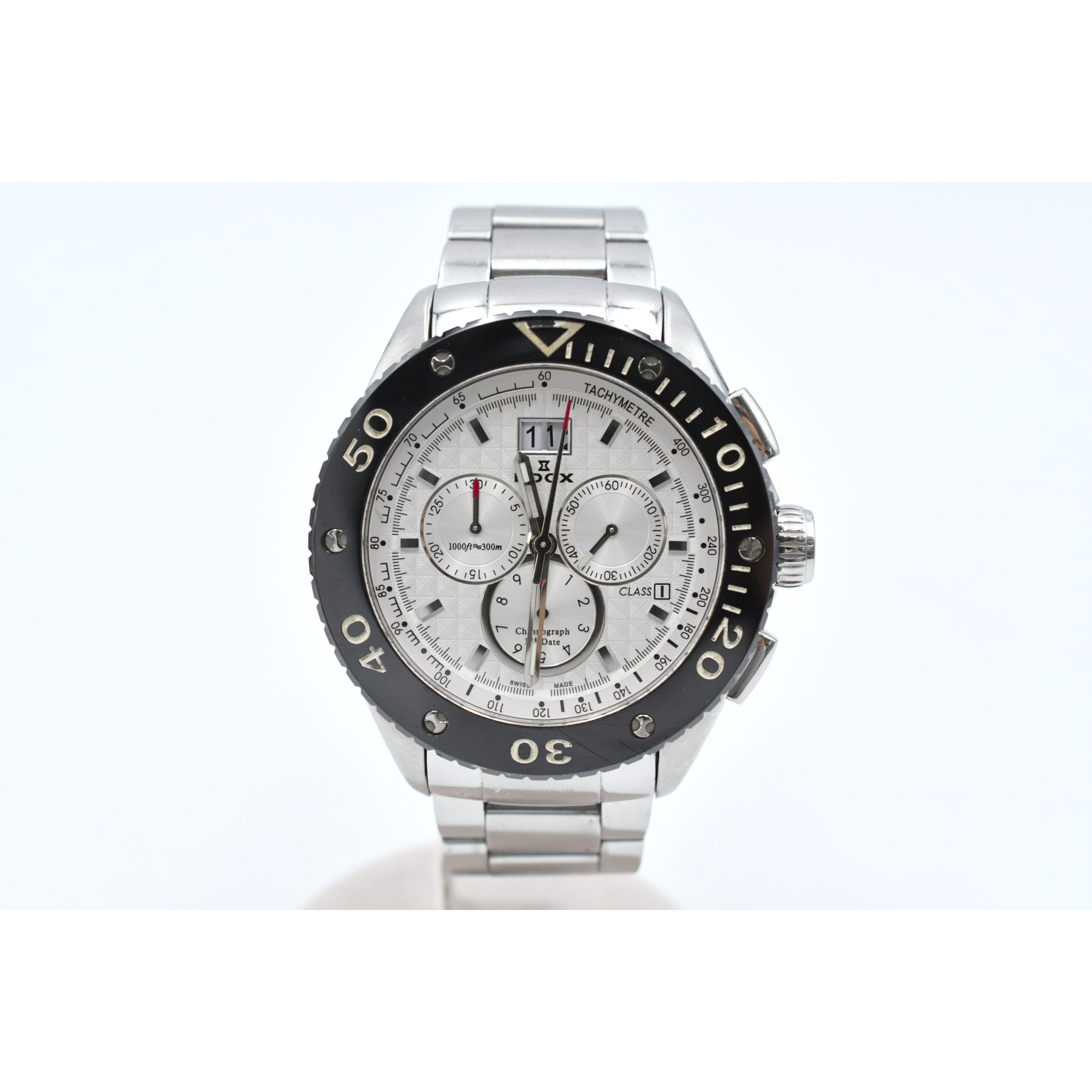 エドックス クラスワン クロノグラフ ビッグデイト 白文字盤 SS/QZ Bランク