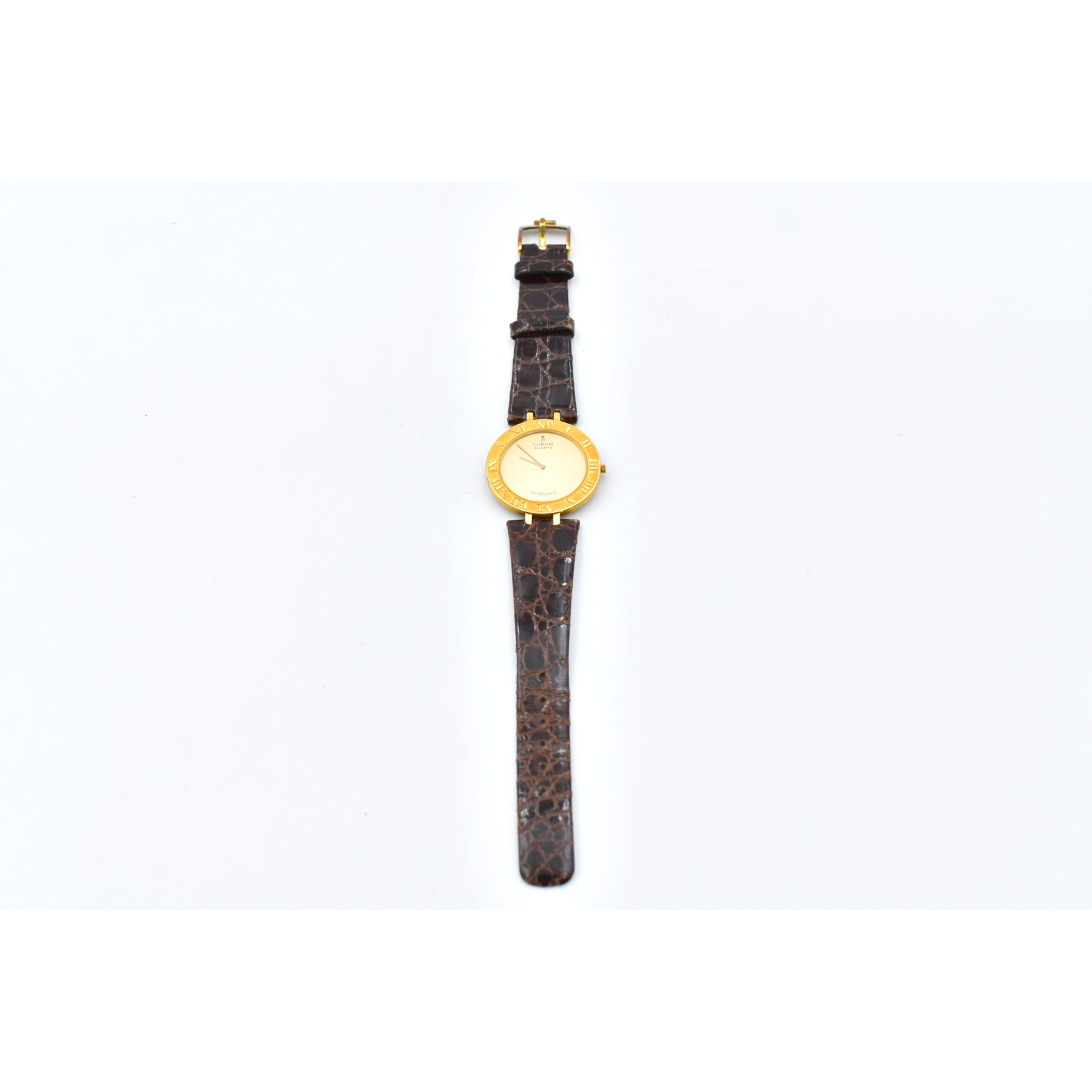 コルム ロムルス ゴールド文字盤 K18YG×革/QZ Cランク