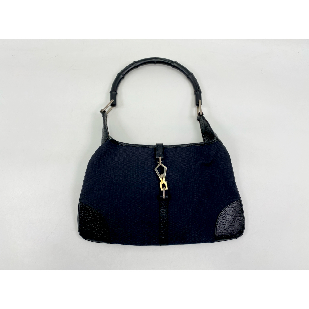 極美品✨ グッチ ワンショルダーバッグ ジャッキー 黒 キャンバス レザー ロゴ 極美品 GUCCI ジャッキー ワンショルダーバッグ キャンバス レザー