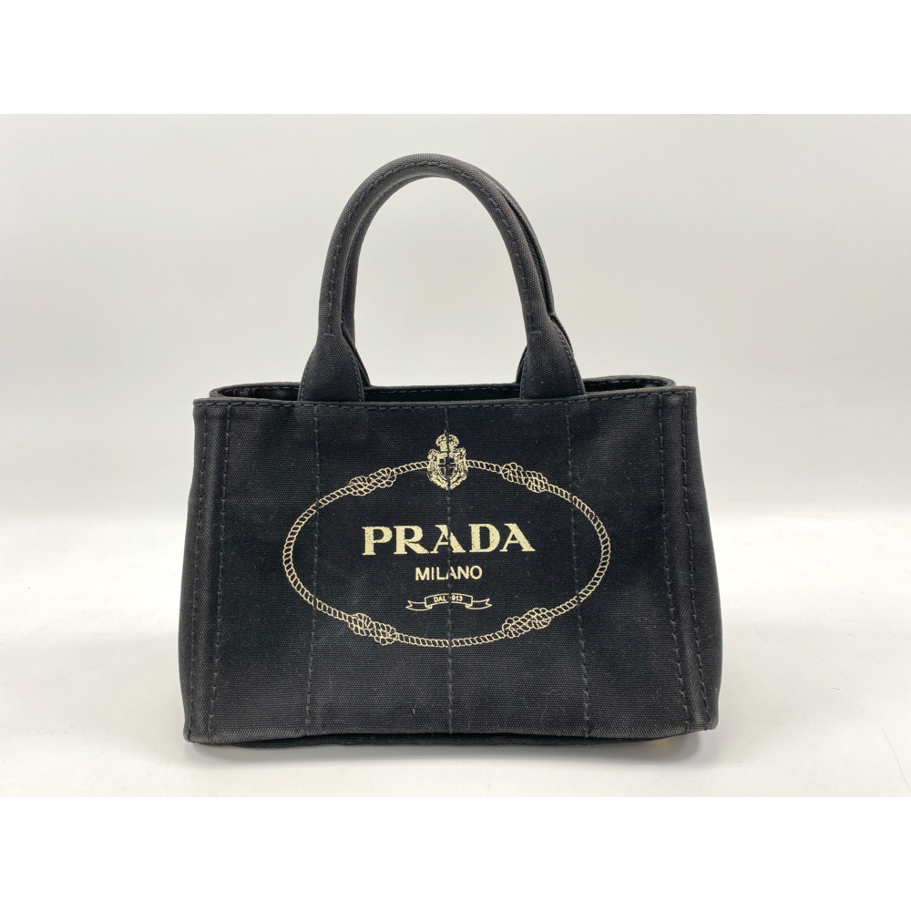 PRADA カナパ S ハンドバッグ 黒 キャンバス PRADA カナパ S ハンドバッグ 黒 キャンバス