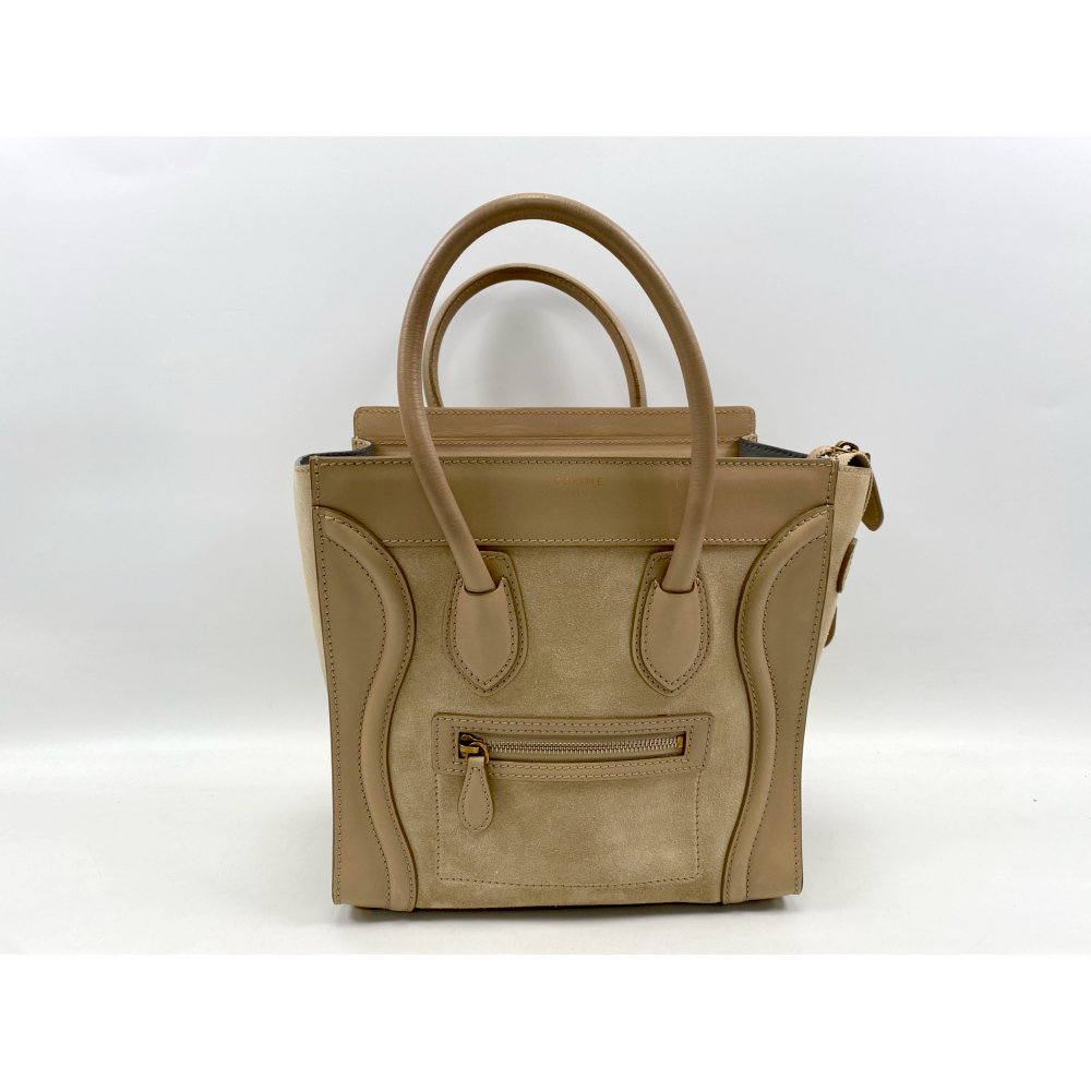 CELINE ラゲージ マイクロショッパー ハンドバッグ スエード ベージュ