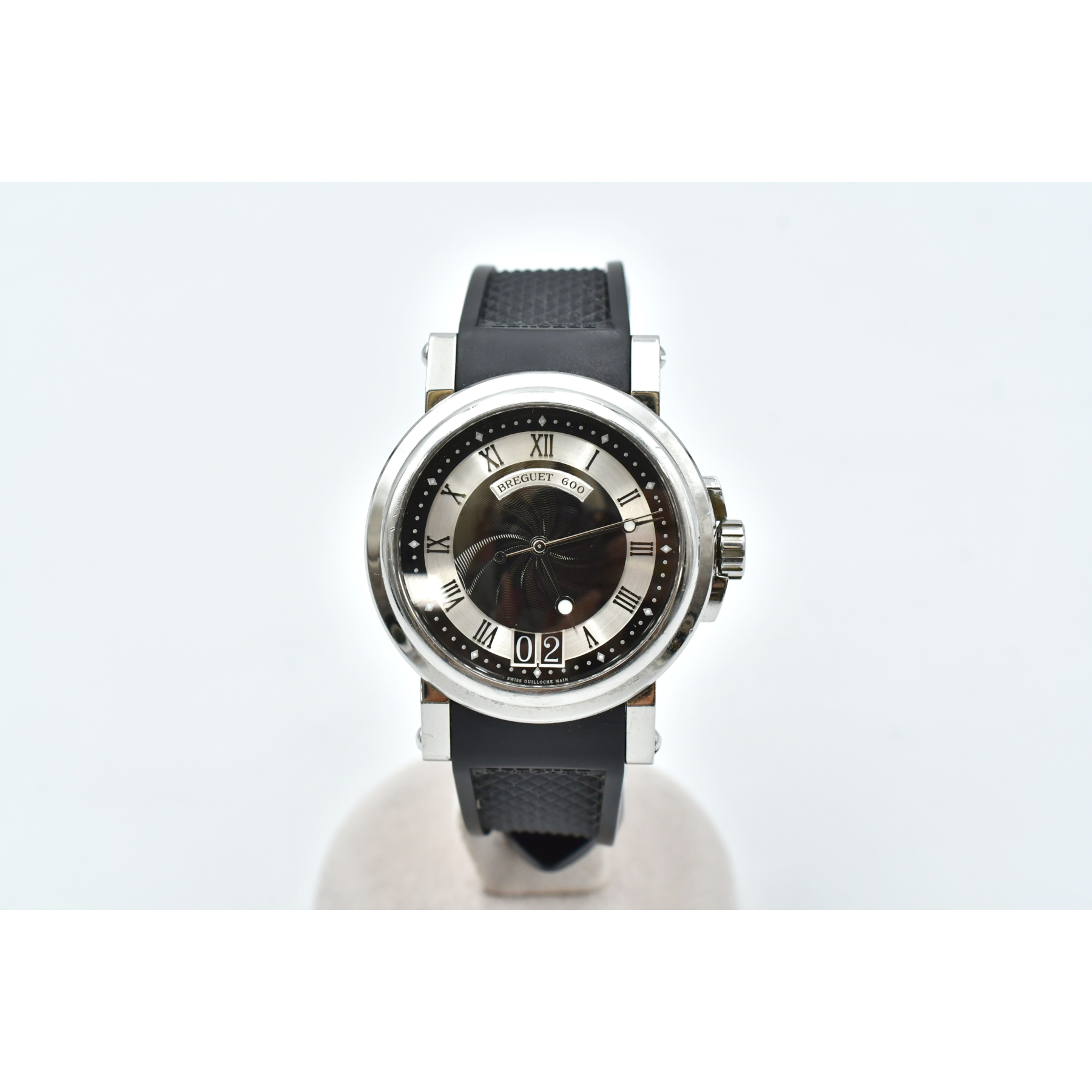 ブレゲ マリーン ラージデイト 黒文字盤 SS×ラバー/AT Bランク