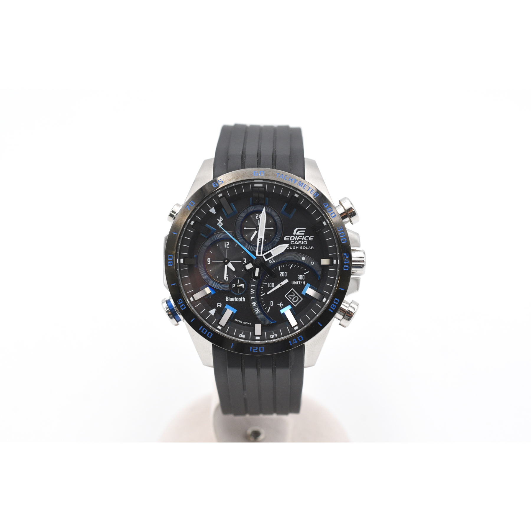 カシオ エディフィス 黒 SS×ラバー/ソーラー EQB-501 Aランク