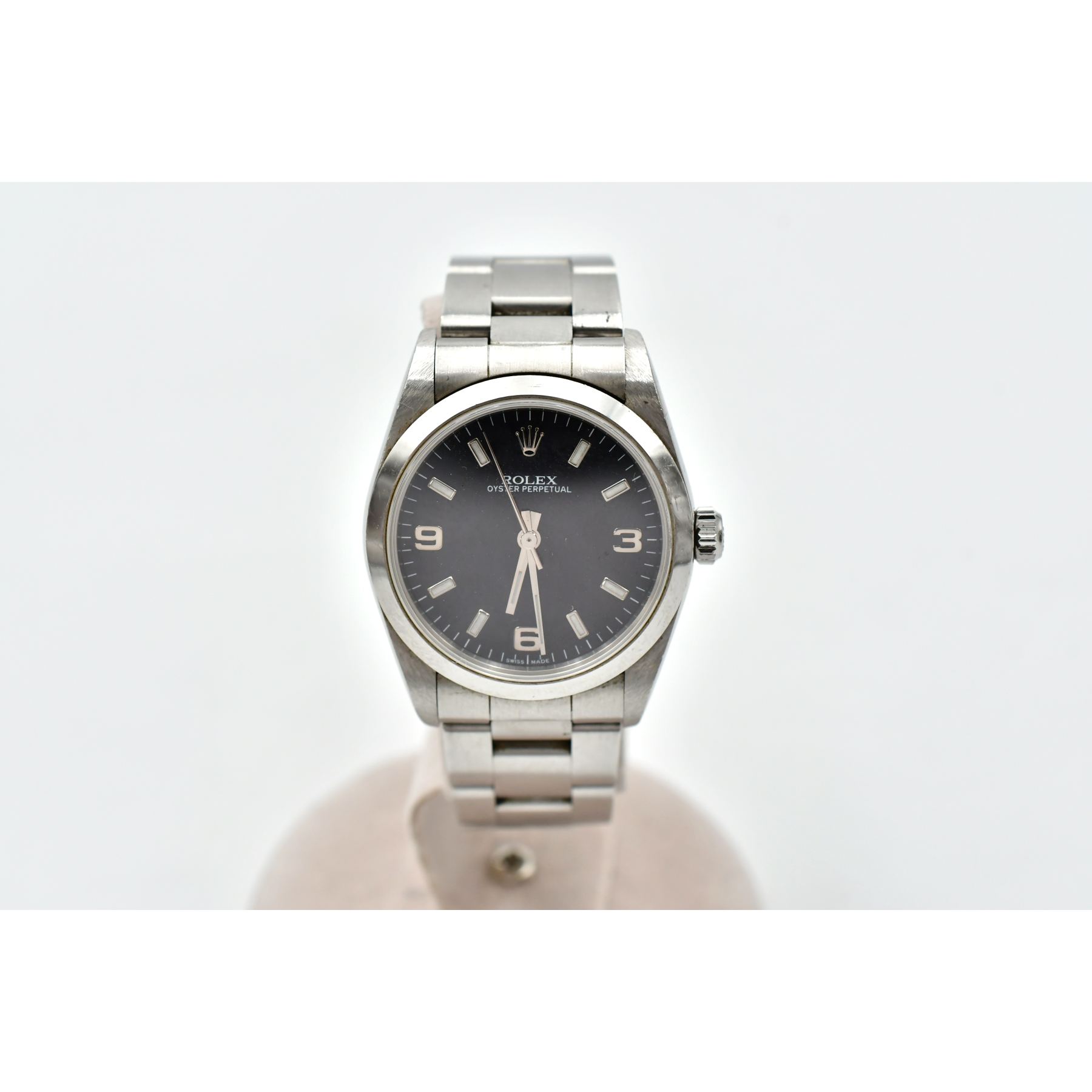 ロレックス オイスターパーペチュアル 黒文字盤 SS/AT 77080 Bランク