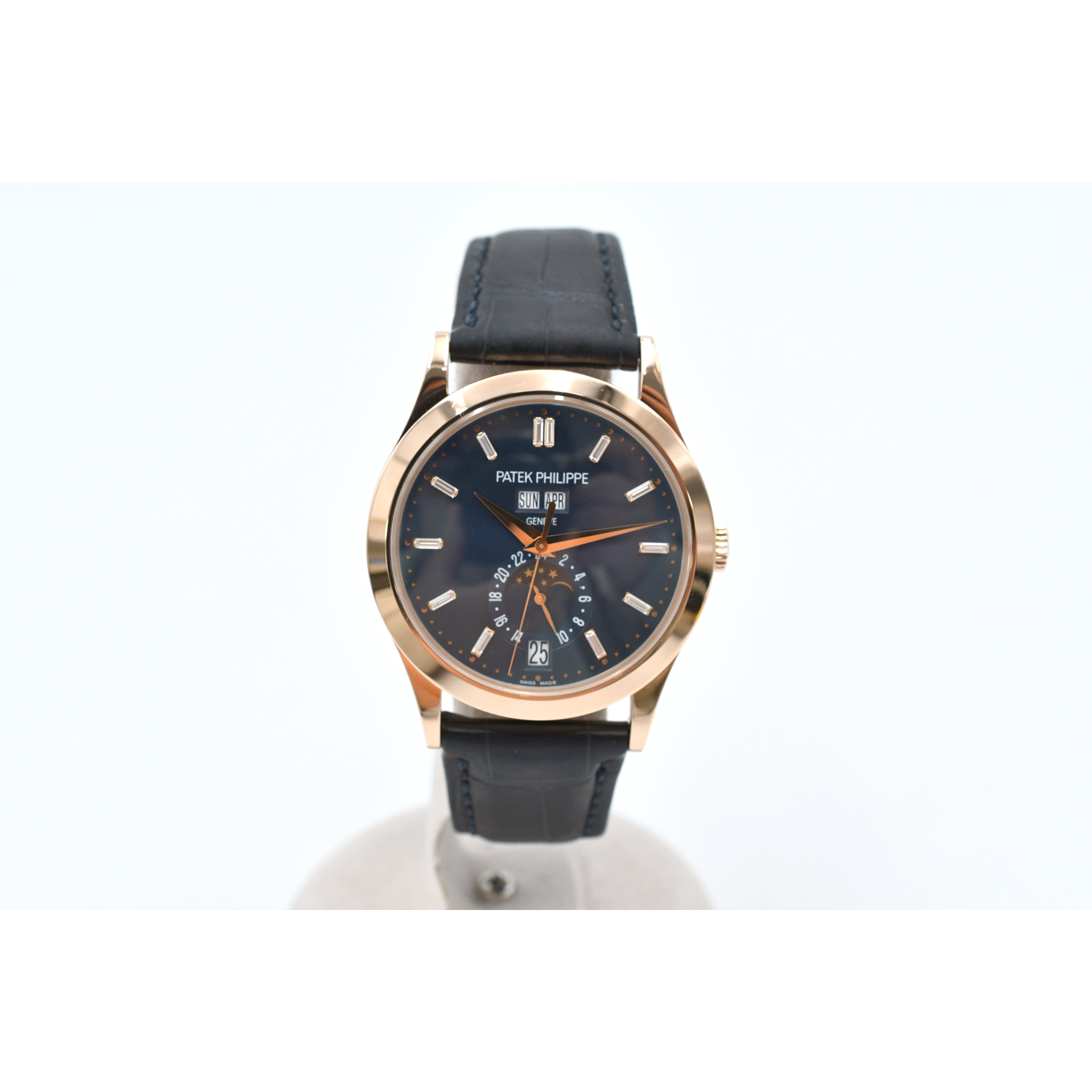 パテック フィリップ コンプリケーション アニュアルカレンダー ムーンフェイズ ネイビー文字盤 PG×革/AT 5396R-015 Bランク