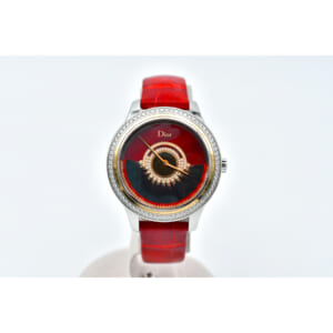 ディオール VIII グランドバル 黒×赤文字盤 SS×レザー/AT CD153B2X1002 買取実績【買取日：2025年8月18日】