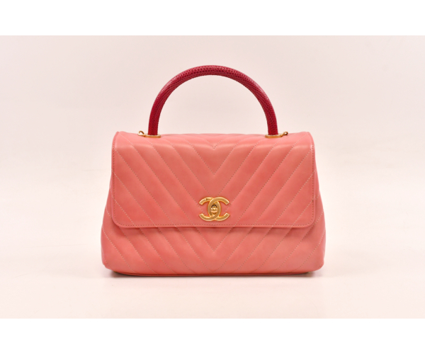 希少 CHANEL ココハンドル シェブロン キャビア バッグ スモール シャネル ココハンドル ミニミニ キャビアスキン 2WAYショルダー