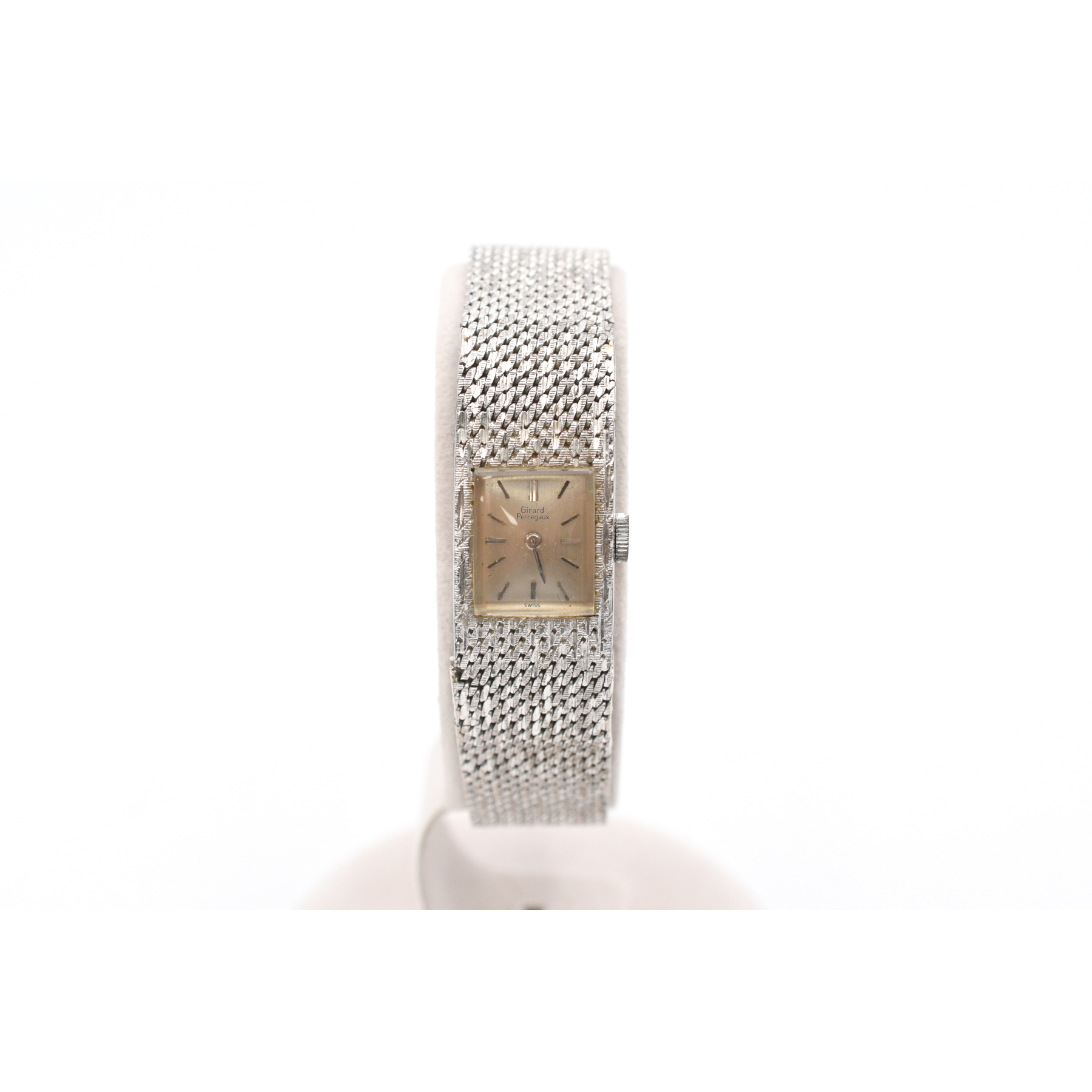 ジラール ペルゴ スクエア腕時計 シルバー文字盤 WG/手巻き Bランク