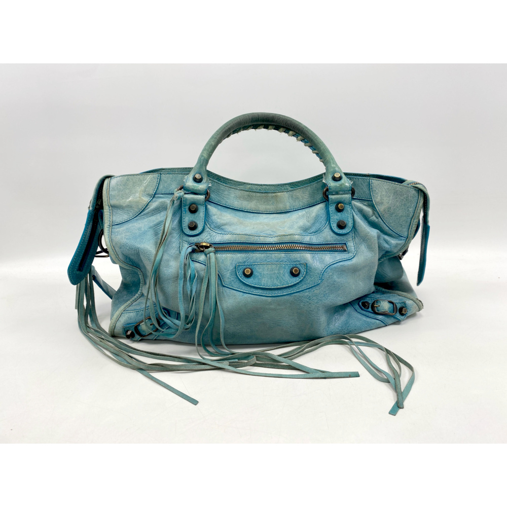 バレンシアガ ザ・シティ 2WAYハンドバッグ レザー ミントグリーン Bランク