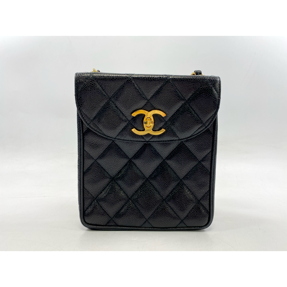 シャネル マトラッセ チェーン ショルダー キャビアスキン GD金具 シール有 Bランク