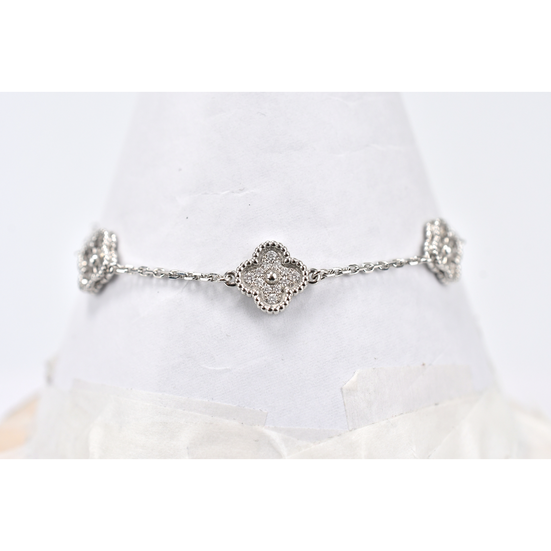 ヴァンクリーフ&アーペル スウィートアルハンブラ ダイヤモンド 6モチーフ ブレスレット Au750 WG VCARO85700 ABランク