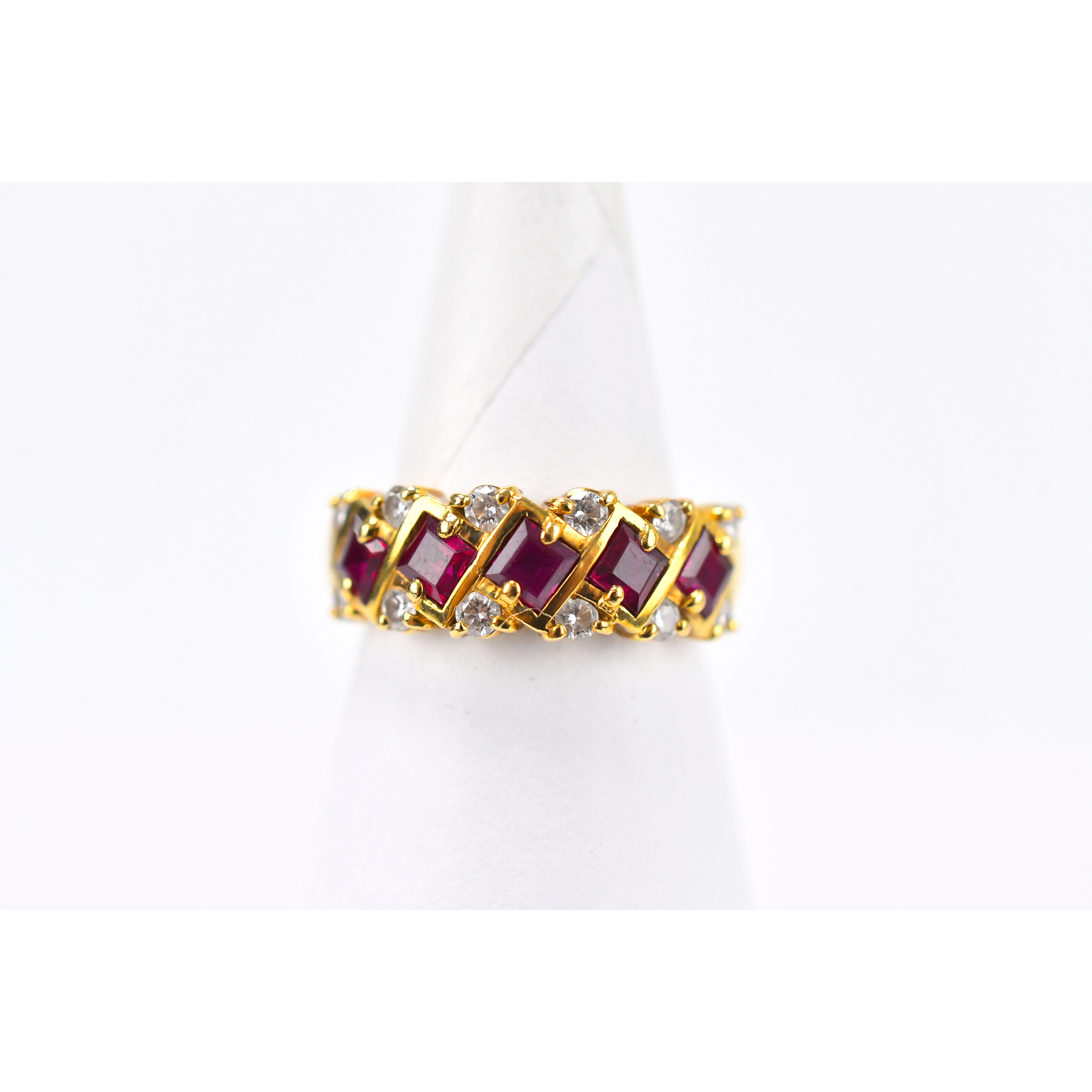 ミキモト ルビーメレダイヤリング R0.85ct D0.30ct K18 Aランク