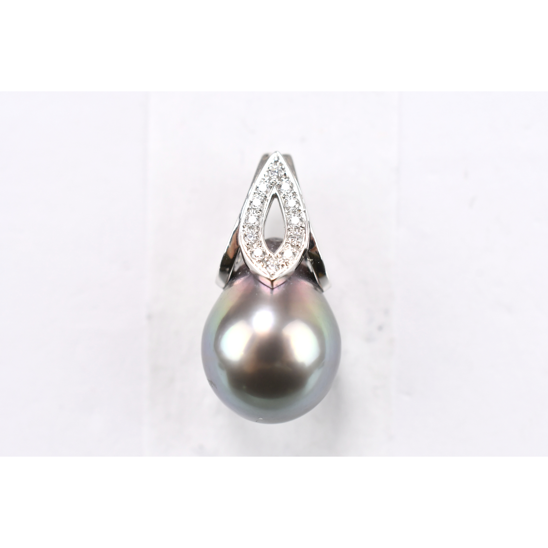 ミキモト 黒蝶パールトップ 直径12.7 D0.11ct K18 Aランク