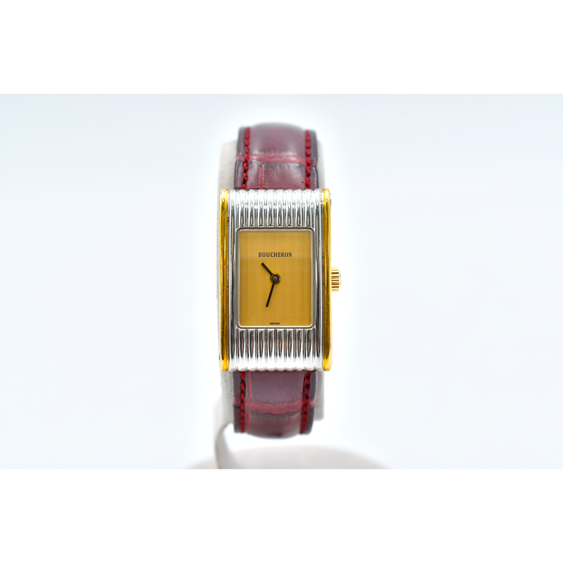 ブシュロン リフレ シャンパン文字盤 革×SS/QZ AK427057 Bランク