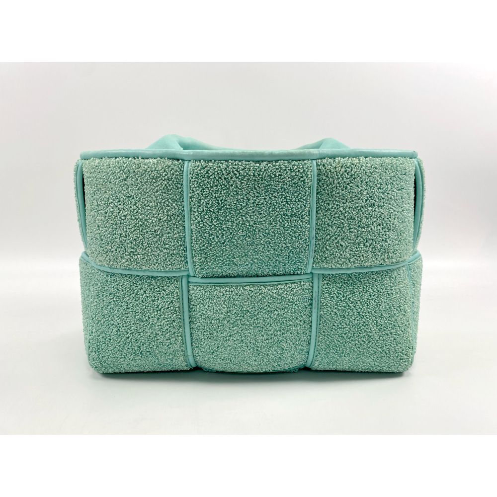 ボッテガヴェネタ キャンディ アルコ ラフィアスポンジ トートバッグ レザー ティファニーブルー Bランク