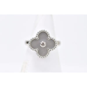 ヴァンクリーフ＆アーペル ヴィンテージアルハンブラ マザーオブパール 1Pダイヤ リング 750WG #54 買取実績【買取日：2025年9月7日】