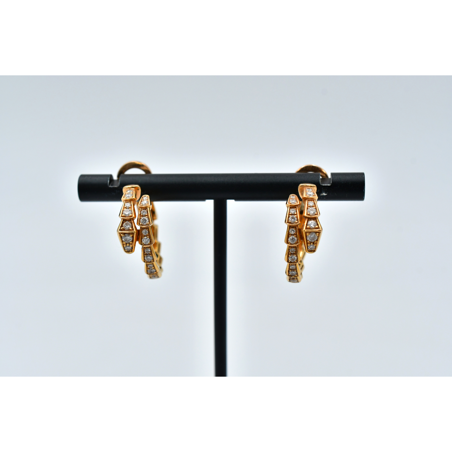 ブルガリ セルペンティ ヴァイパー 2ロウ フルダイヤ ピアス PG Bランク