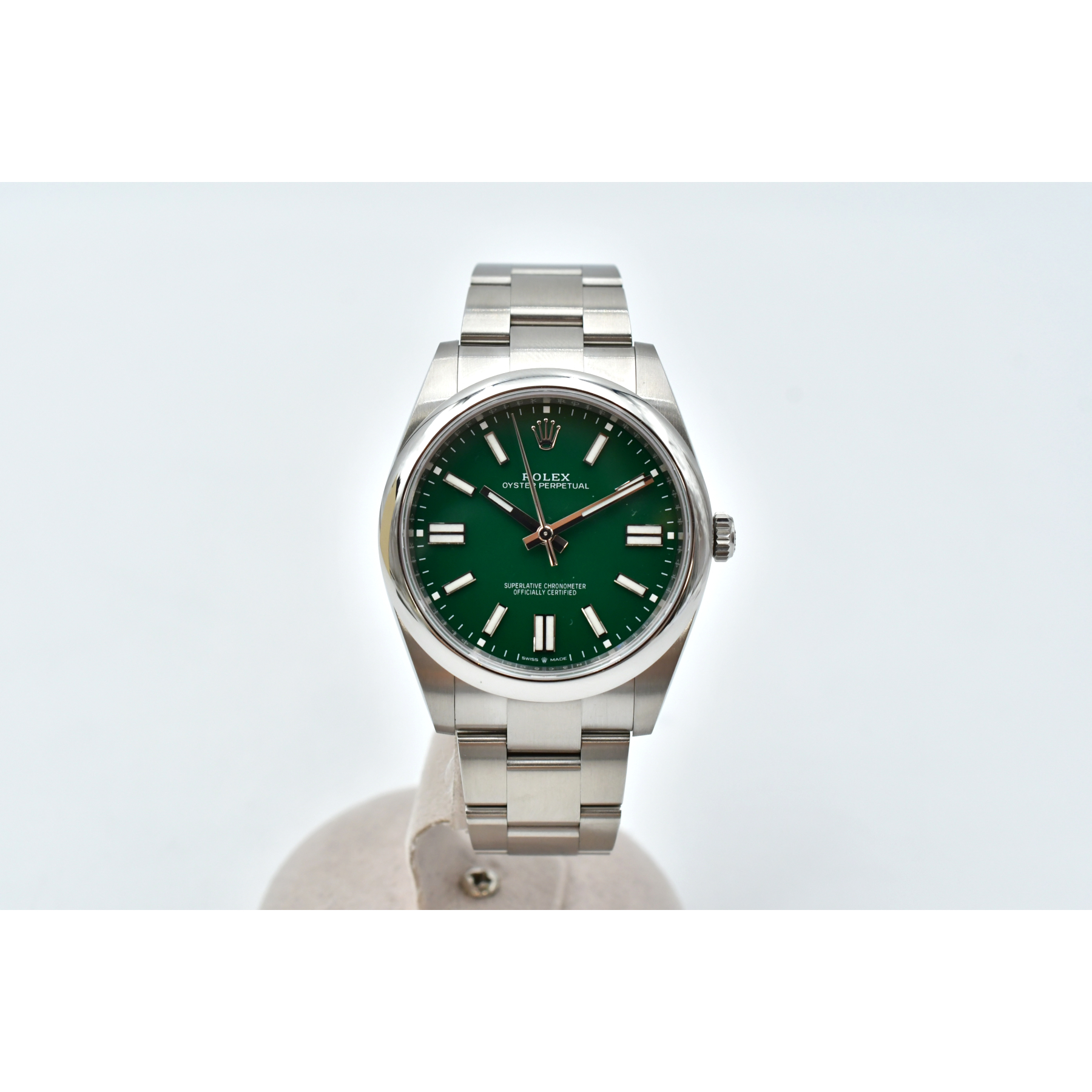 ロレックス オイスターパーペチュアル グリーン文字盤 SS/AT 124300 Sランク